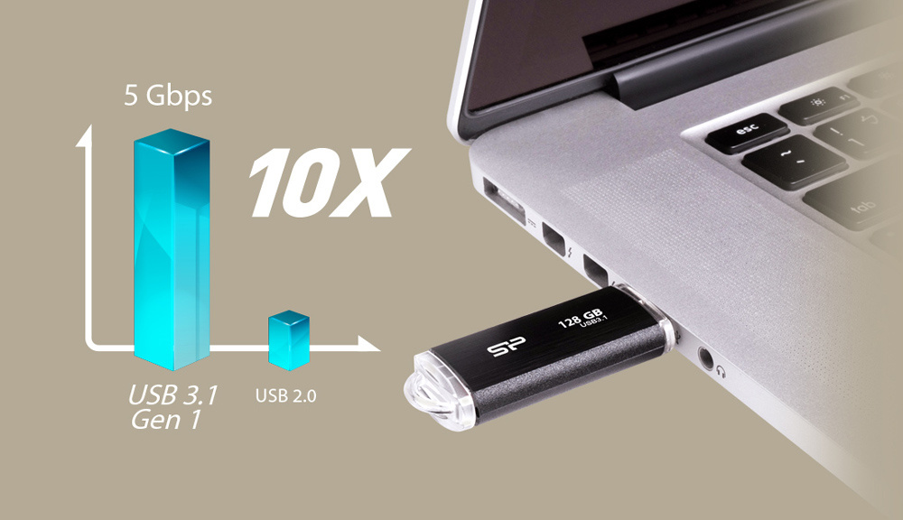 SILICON POWER USB Flash Drive Blaze B02, 64GB, USB 3.2, μαύρο - Image 2