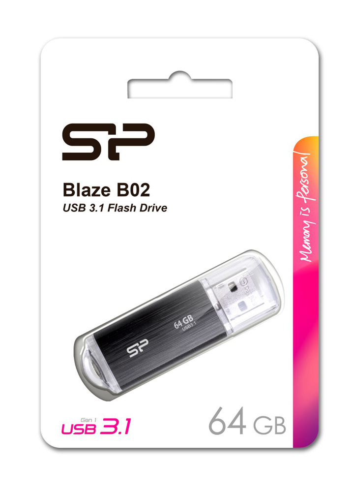SILICON POWER USB Flash Drive Blaze B02, 64GB, USB 3.2, μαύρο - Image 3