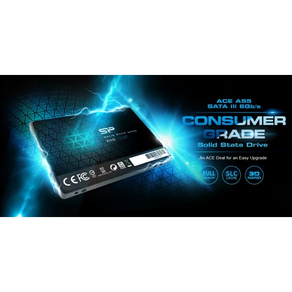 Alternative view of SILICON POWER SSD A55 256GB, 2.5", SATA III, 460-450MB/s, 7mm