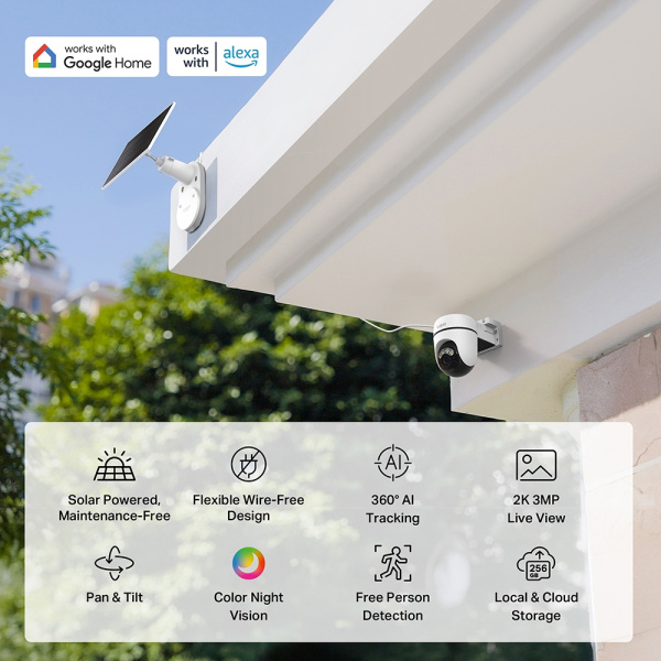 Alternative view of TP-LINK smart ηλιακή κάμερα Tapo C610 KIT, 2K/3MP, WiFi, PTZ, SD, IP65, EU/1.0
