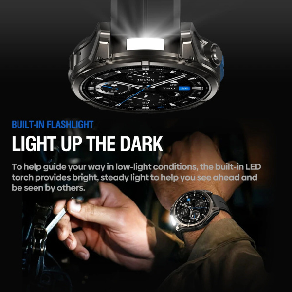 Alternative view of ZEBLAZE smartwatch Vibe 8 με φακό, heart rate, 1.43" AMOLED, 5 ΑΤΜ, MIL-STD-810H, μαύρο