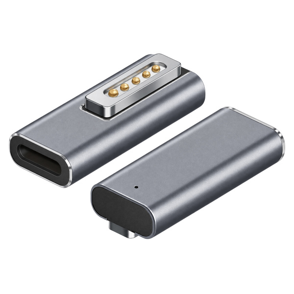 POWERTECH αντάπτορας τροφοδοσίας laptop YX-MS2-ANG, USB-C σε Magsafe 2, γωνιακός, ασημί