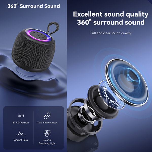 Alternative view of USAMS φορητό ηχείο US-YX014, 10W, Bluetooth, 1200mAh, μαύρο