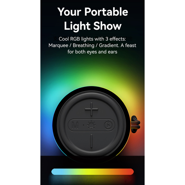 Alternative view of USAMS φορητό ηχείο YX018 με LED φωτισμό, 2x 5W, Bluetooth, 1500mAh, μαύρο
