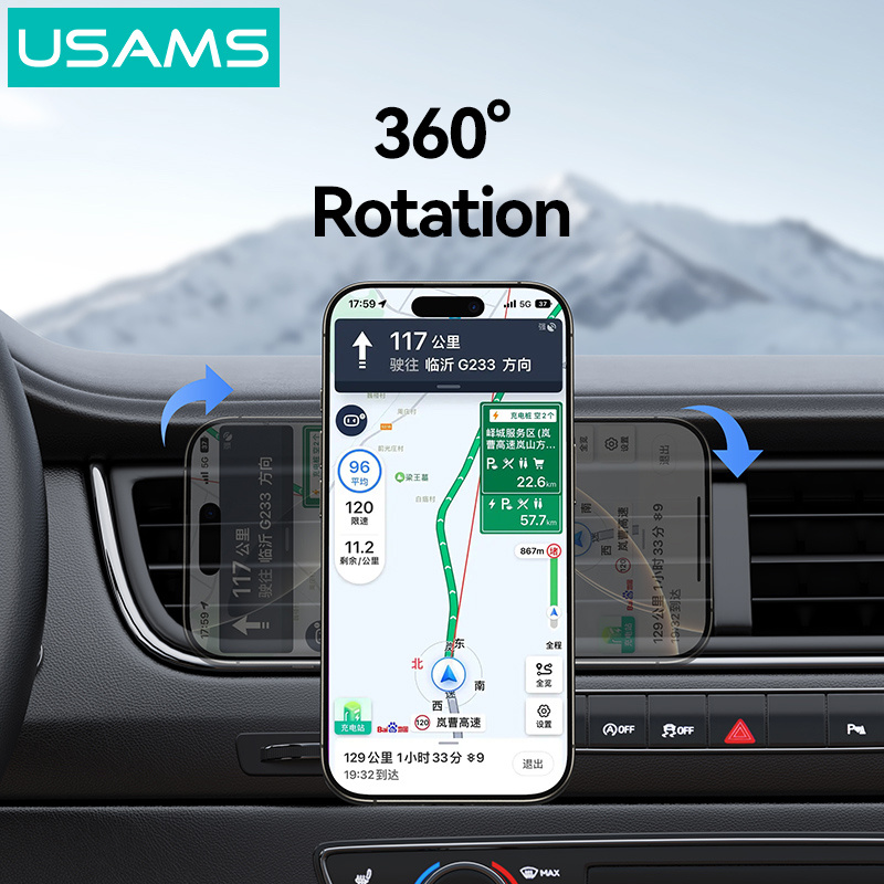 USAMS βάση smartphone αυτοκινήτου US-ZJ081, αεραγωγών, μαγνητική, μαύρη - Image 5
